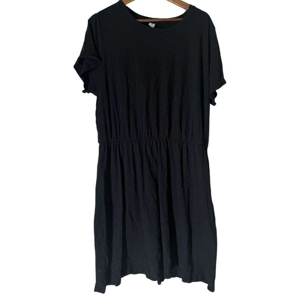 Old Navy Black Gauzy Cotton Dress Womens Sz 2X Short Sleeve Basic Lightweight